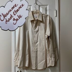 Joseph & Feiss Men’s Beige Striped Dress Shirt
